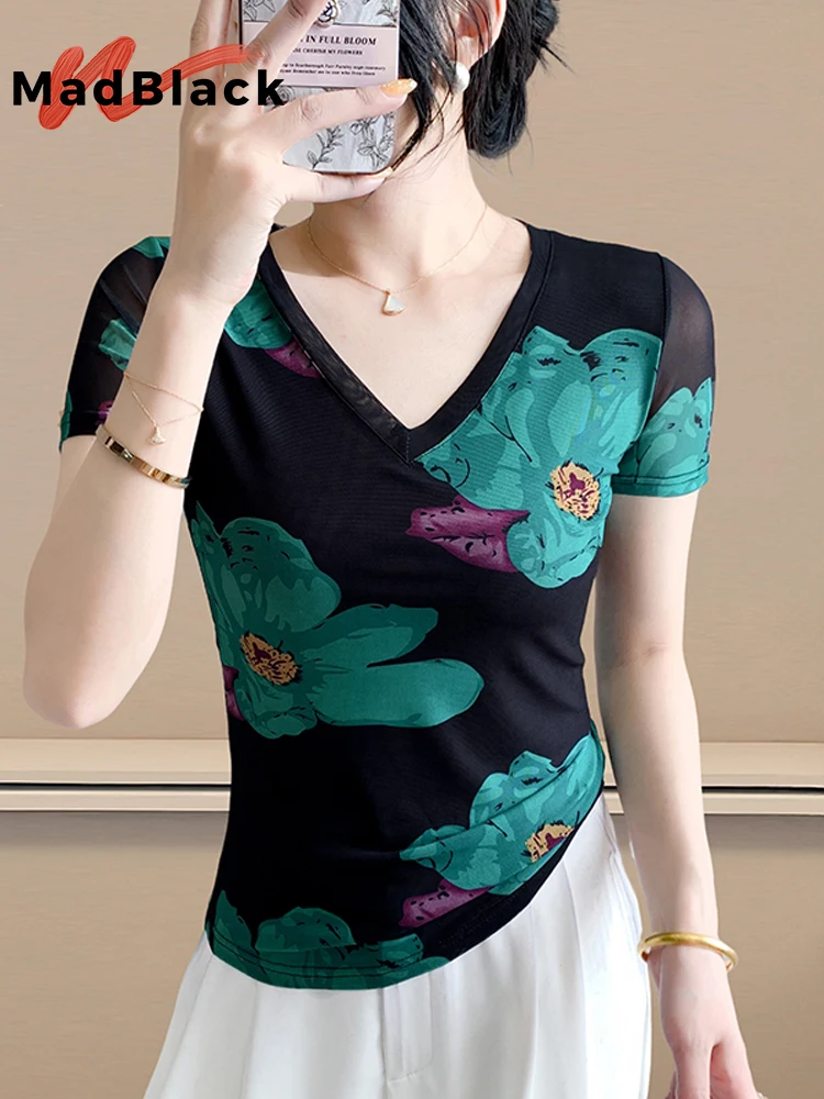 MadBlack-Women's European T-Shirt, Sexy V Neck Floral Print, Fashion Short Sleeve Slim S-3XL Mesh Tee, 2025 Summer New T55213CC
MadBlack-Women's European T-Shirt, Sexy V Neck Floral Print, Fashion Short Sleeve Slim S-3XL Mesh Tee, 2025 Summer New T55213CC