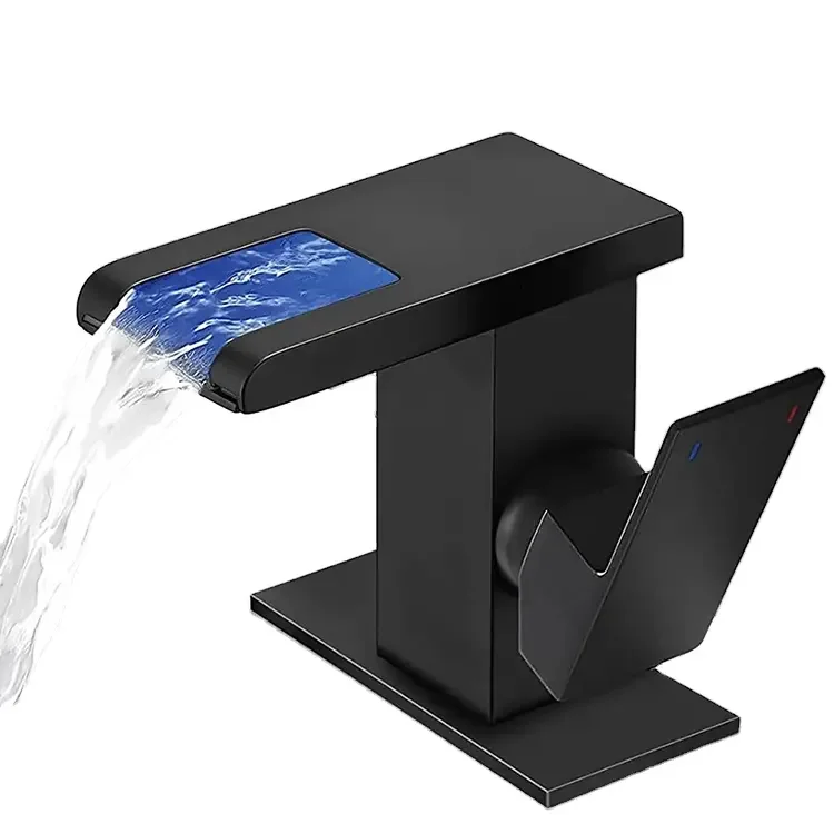 Contemporary Single-Hole Bathroom Basin Single-Handle Cold Hot Water LED Light Waterfall Brass Ceramic Kitchen Wash Basin Use
Contemporary Single-Hole Bathroom Basin Single-Handle Cold Hot Water LED Light Waterfall Brass Ceramic Kitchen Wash Basin Use