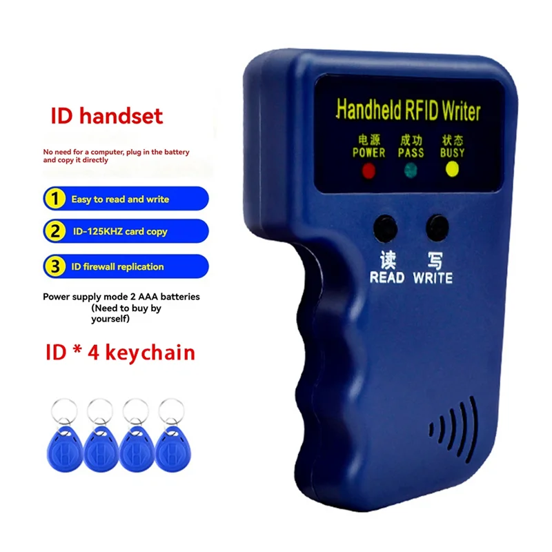 B04B-125Khz RFID Card Reader+Keyfobs Kit Copier Writer Duplicator Programmer ID Card Copy EM4305 T5577 Each Writable Tags
B04B-125Khz RFID Card Reader+Keyfobs Kit Copier Writer Duplicator Programmer ID Card Copy EM4305 T5577 Each Writable Tags