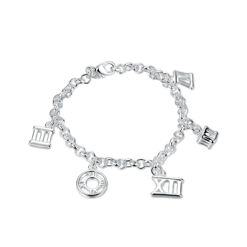 925 Sterling Silver Roman Numeral Pendant Bracelet 20CM Chain Fashion Jewelry 8 Inch
925 Sterling Silver Roman Numeral Pendant Bracelet 20CM Chain Fashion Jewelry 8 Inch