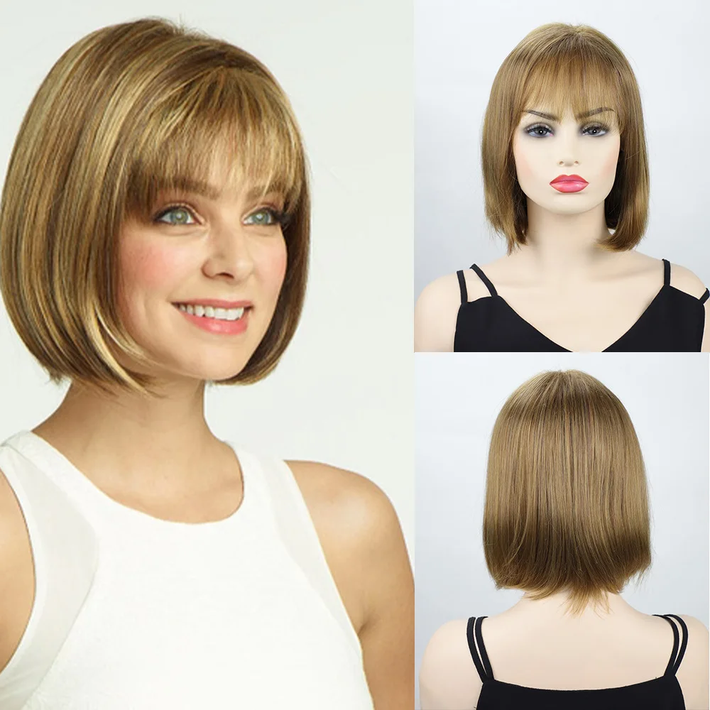 Short Bob Wig with Bangs Golden Blonde Straight Hair Heat Resistant Synthetic Fiber Wig for Women Ladies
Short Bob Wig with Bangs Golden Blonde Straight Hair Heat Resistant Synthetic Fiber Wig for Women Ladies