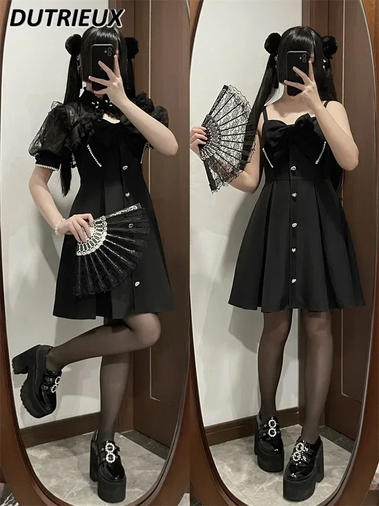 Fashion Llace Vest Cardigan Short-sleeved Suspender Dress Sweet Cute Lolita Style Women's Two Piece Set Casual Dresses Women
Fashion Llace Vest Cardigan Short-sleeved Suspender Dress Sweet Cute Lolita Style Women's Two Piece Set Casual Dresses Women