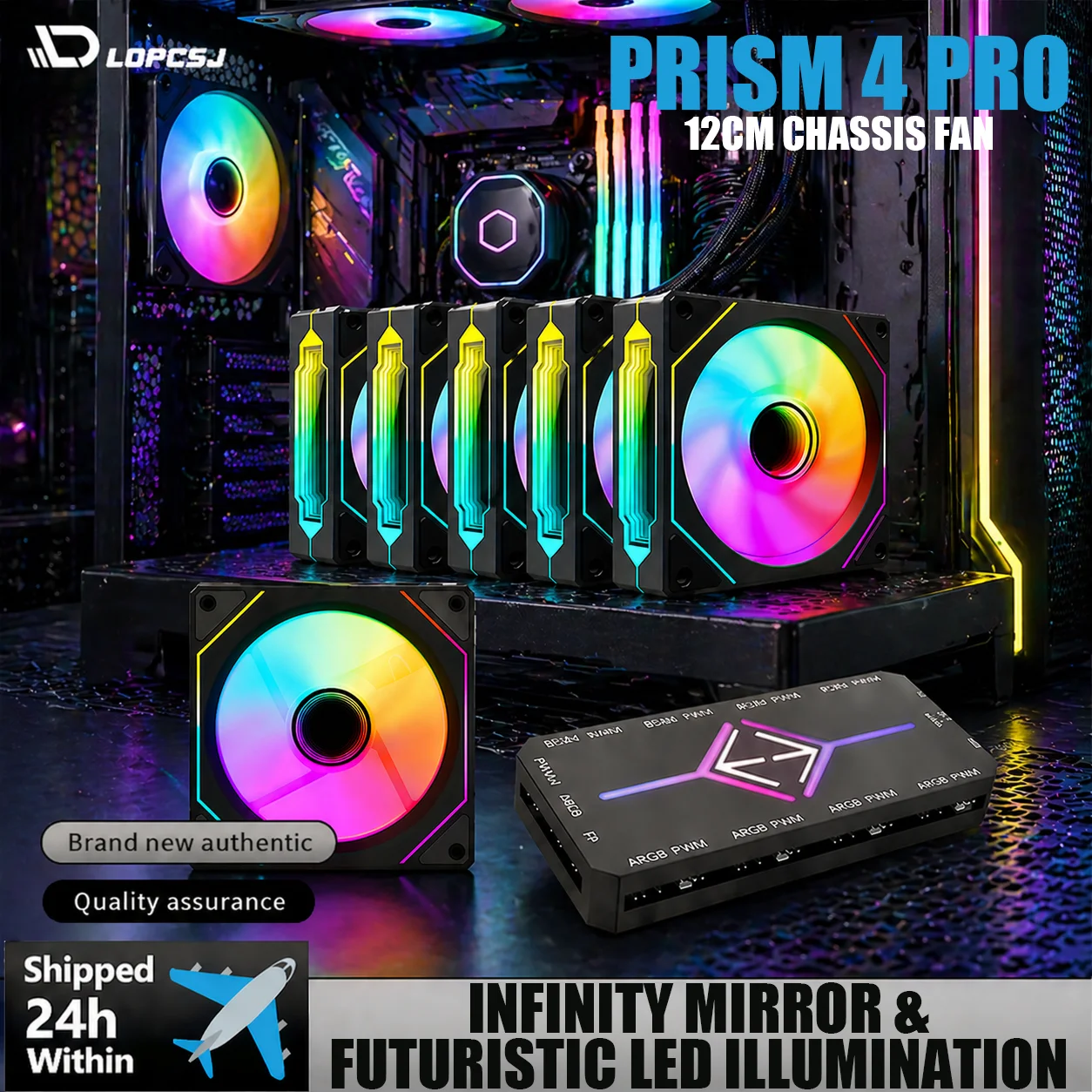 LDPCSJ 12cm A-RGB Fans 6Pack, 4-Pin PWM & 3-Pin Addressable RGB, 120mm Air Series Fans (Included ARGB Controller Hub)
LDPCSJ 12cm A-RGB Fans 6Pack, 4-Pin PWM & 3-Pin Addressable RGB, 120mm Air Series Fans (Included ARGB Controller Hub)