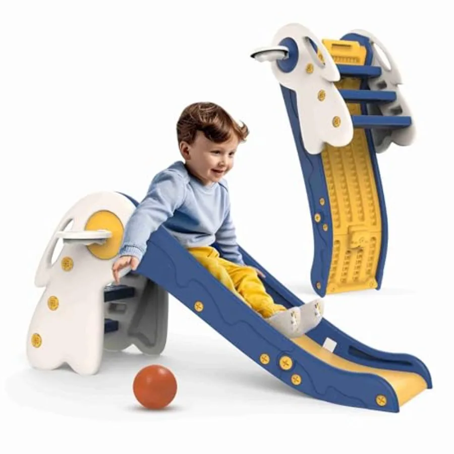 Toddler Slide for Indoor Outdoor Home Yard Garden Use, PE Plastic, Blue, Foldable Safe Compact Lightweight with Basketball Game
Toddler Slide for Indoor Outdoor Home Yard Garden Use, PE Plastic, Blue, Foldable Safe Compact Lightweight with Basketball Game