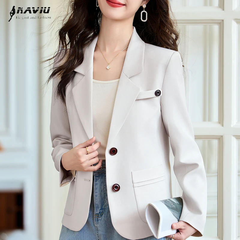NAVIU Spring Blazer Elegant Office Lady Trend Coat Loose Solid Long Sleeve Women All Match Casual New Clothes Pocket Apricot
NAVIU Spring Blazer Elegant Office Lady Trend Coat Loose Solid Long Sleeve Women All Match Casual New Clothes Pocket Apricot
