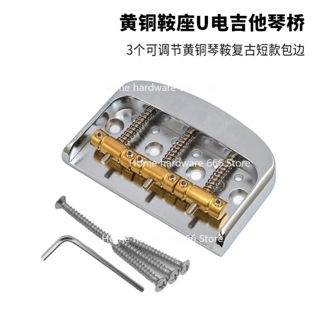 Electric Guitar Bridge with Brass Adjustable Bridge Pad, Fixed Bridge, Size 83x53mm
Electric Guitar Bridge with Brass Adjustable Bridge Pad, Fixed Bridge, Size 83x53mm