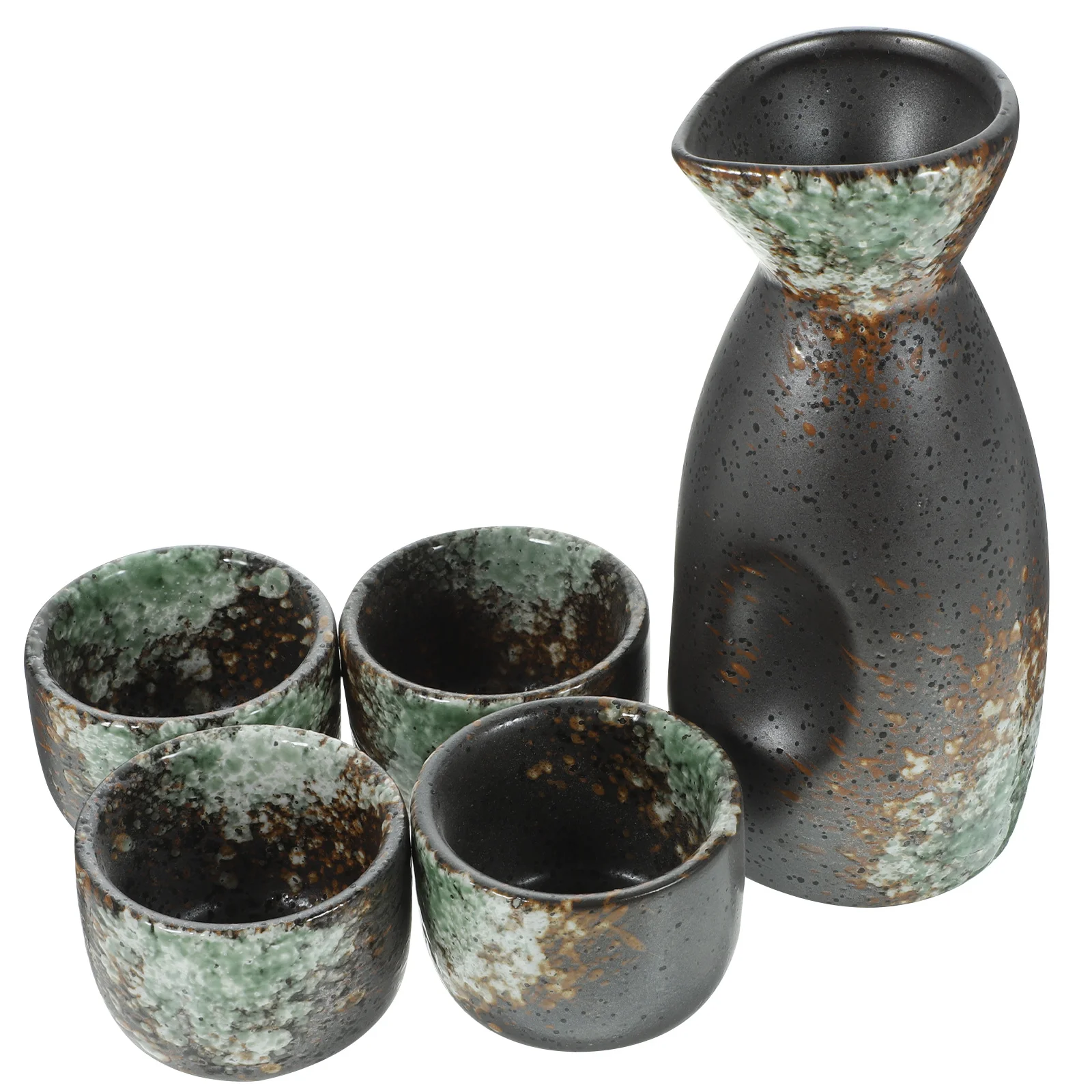 1Set Japanese Sake Pot and Cups Set Ceramic Material Design Reusable Economical for Home Bar Restaurant