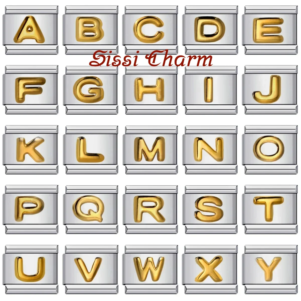 Golden Gold Stainless Steel Hand Bangle Italian Charms Bracelet A-Z 26 Alphabet Letter Custom Module DIY Making Gift Men Chain
Golden Gold Stainless Steel Hand Bangle Italian Charms Bracelet A-Z 26 Alphabet Letter Custom Module DIY Making Gift Men Chain
