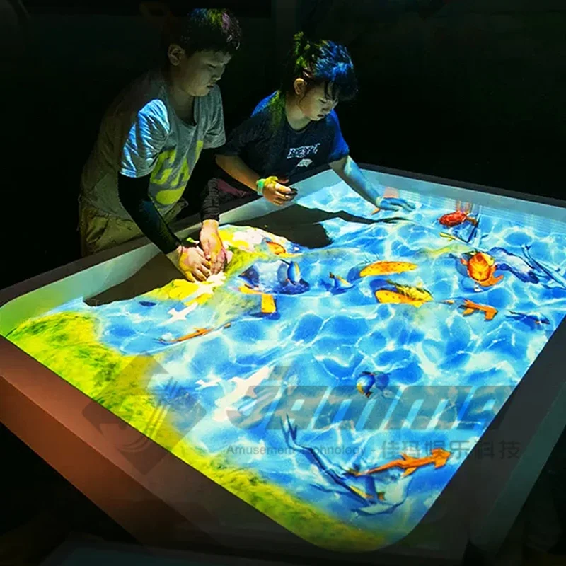 Kids interactive sand box sand play sand table AR interactive projection game table
Kids interactive sand box sand play sand table AR interactive projection game table