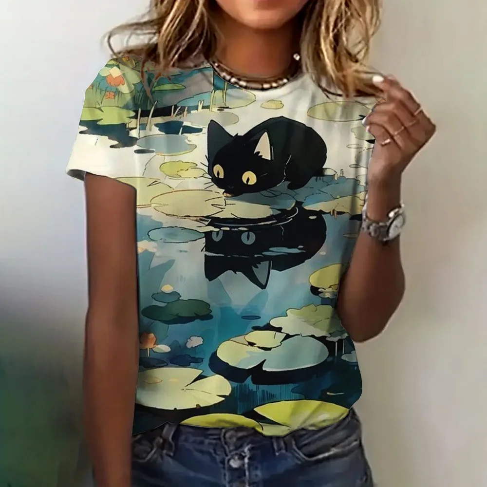 Women's Clothing T-shirt Cat Anime Print Crewneck Short Sleeve Summer Loose Casual Top Dating Elegant Clothing Women's T-shirt
Women's Clothing T-shirt Cat Anime Print Crewneck Short Sleeve Summer Loose Casual Top Dating Elegant Clothing Women's T-shirt