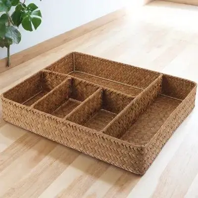 Wicker Desktop Storage Box 35x28x6cm Large Capacity Five Grids Organizer Bathroom Counter Kitchen Baskets Straw Material
Wicker Desktop Storage Box 35x28x6cm Large Capacity Five Grids Organizer Bathroom Counter Kitchen Baskets Straw Material