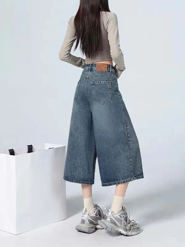 Retro American Thin Loose Seven-Foot Denim Women's Summer New Lazy Style High Waist Straight Wide Leg Medium Pants
Retro American Thin Loose Seven-Foot Denim Women's Summer New Lazy Style High Waist Straight Wide Leg Medium Pants