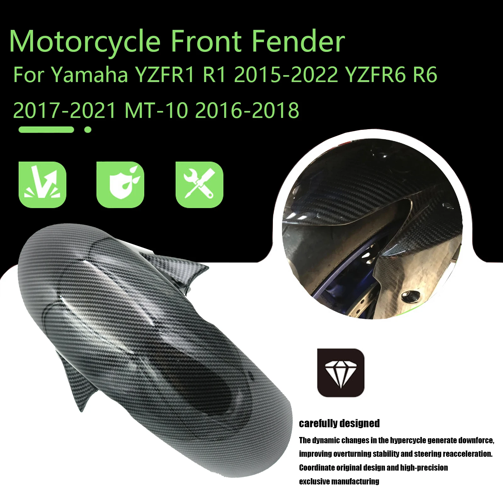Motorcycle ABS Carbon Fiber Pattern Front Fender Splash Guard For Yamaha YZFR1 R1 2015-2022 YZFR6 R6 2017-2021 MT-10 2016-2018
Motorcycle ABS Carbon Fiber Pattern Front Fender Splash Guard For Yamaha YZFR1 R1 2015-2022 YZFR6 R6 2017-2021 MT-10 2016-2018