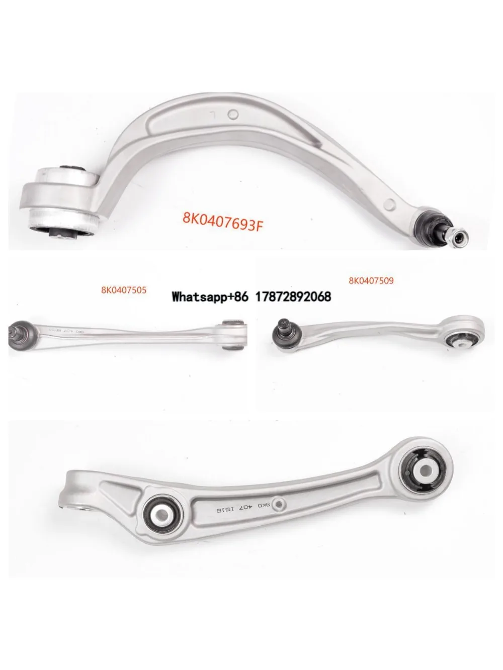 Auto Parts Chassis Control Arm Kit Front Axle Upper Lower for A4 B8 Q5 Aluminium Control Arms
Auto Parts Chassis Control Arm Kit Front Axle Upper Lower for A4 B8 Q5 Aluminium Control Arms