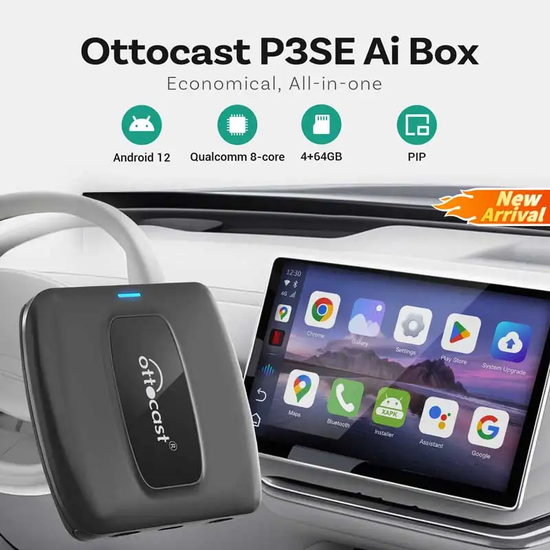 Otttocast P3 SE Ai Box Wireless Android Auto CarPlay Adapter Android TV Dongle for Factory Wired CarPlay Car QCM6125 4G LTE GPS
Otttocast P3 SE Ai Box Wireless Android Auto CarPlay Adapter Android TV Dongle for Factory Wired CarPlay Car QCM6125 4G LTE GPS