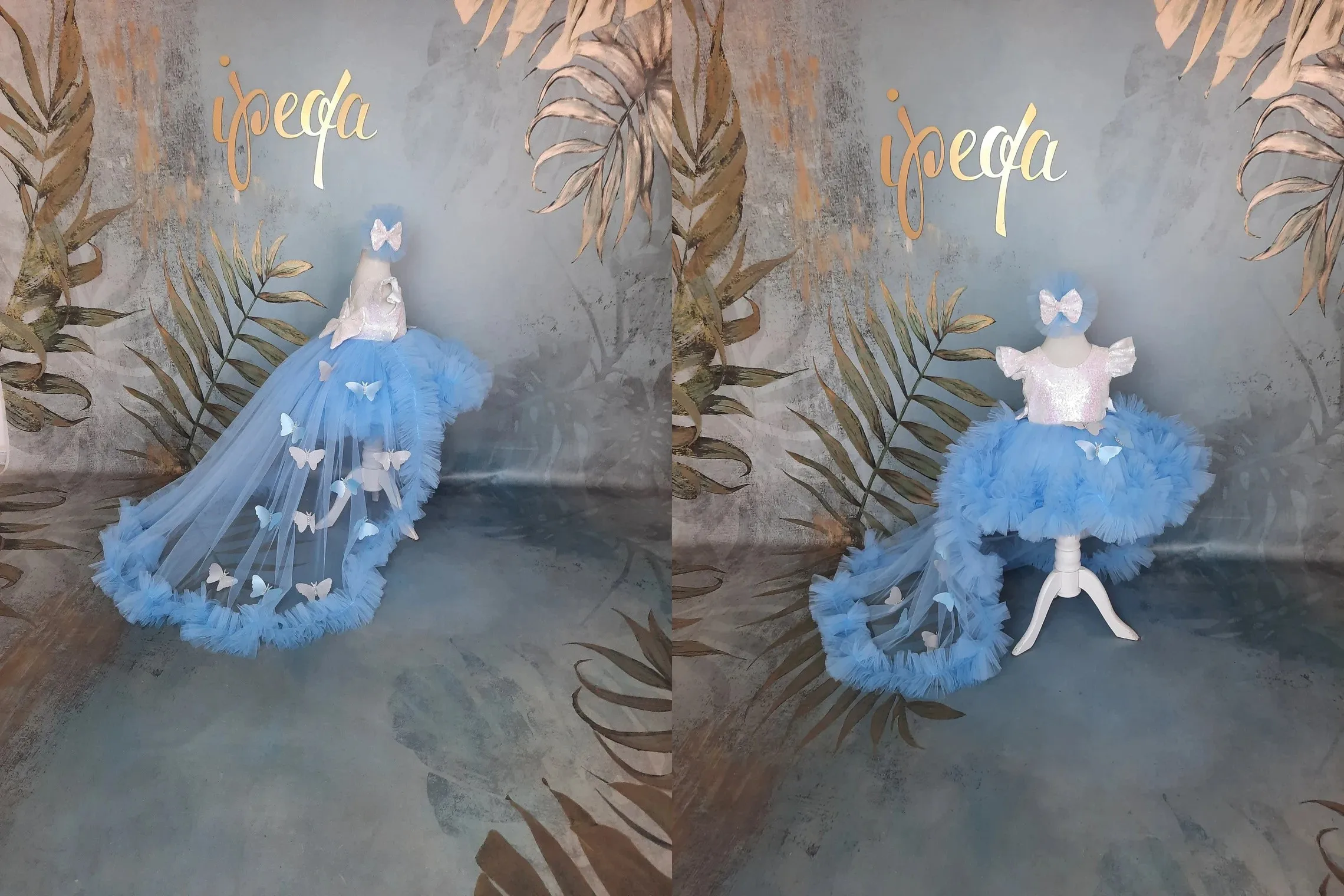 White Sequin Flower Girl Dresses Blue Tulle Birthday Party Wedding Dress Butterfly Ruffles First Communion Gowns for Baby Girls
White Sequin Flower Girl Dresses Blue Tulle Birthday Party Wedding Dress Butterfly Ruffles First Communion Gowns for Baby Girls