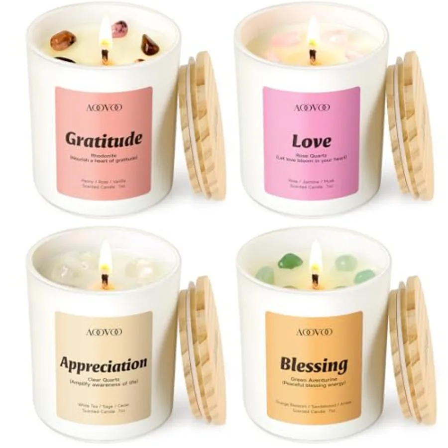 for Mom - 4 Pack for Home Scented, Aromatherapy Candle with Crystals, Gratitude Rhodonite/Appreciation Clear Quartz/Blessing Av
for Mom - 4 Pack for Home Scented, Aromatherapy Candle with Crystals, Gratitude Rhodonite/Appreciation Clear Quartz/Blessing Av