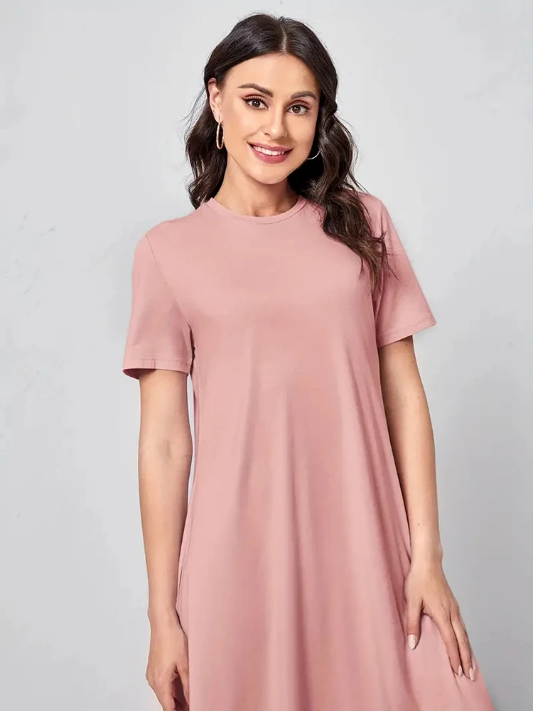 Mugen Solid Color Dress Crew Neck Dress 2024 Women's Clothing For Summer Short Sleeves Pink Casual Dress Loose Round Neck Dress
Mugen Solid Color Dress Crew Neck Dress 2024 Women's Clothing For Summer Short Sleeves Pink Casual Dress Loose Round Neck Dress