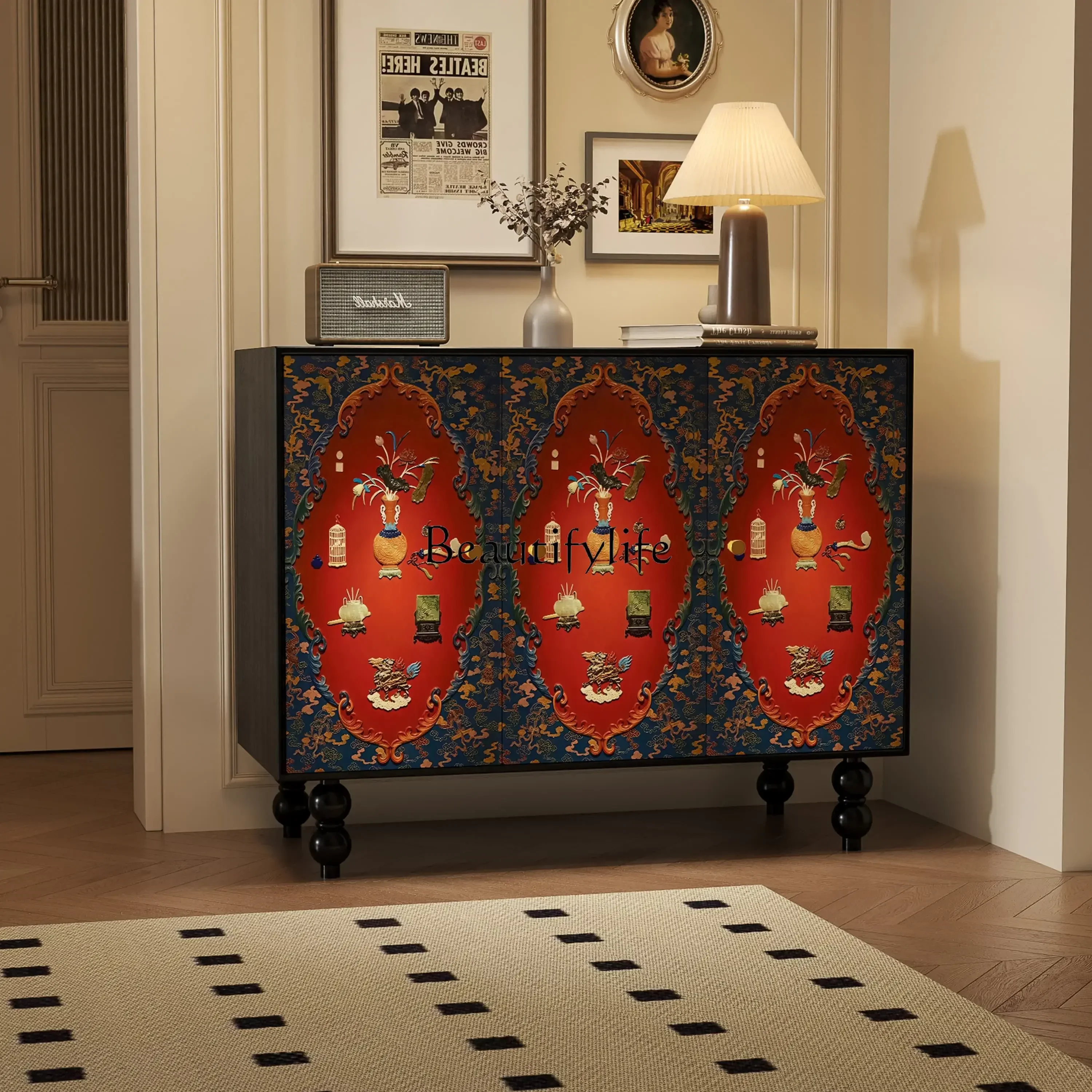 06French Chinese multi-functional homestay painted solid wood entrance cabinet living room side cabinet
06French Chinese multi-functional homestay painted solid wood entrance cabinet living room side cabinet