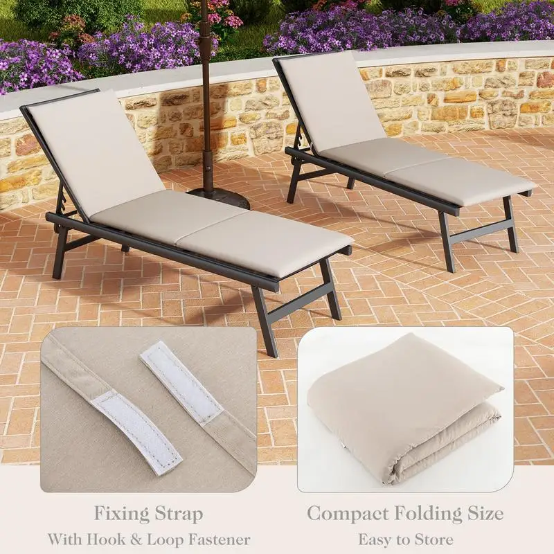 Outdoor Chaise Lounge Cushion Patio Furniture Folding Pad with Fixing Straps-Beige
Outdoor Chaise Lounge Cushion Patio Furniture Folding Pad with Fixing Straps-Beige