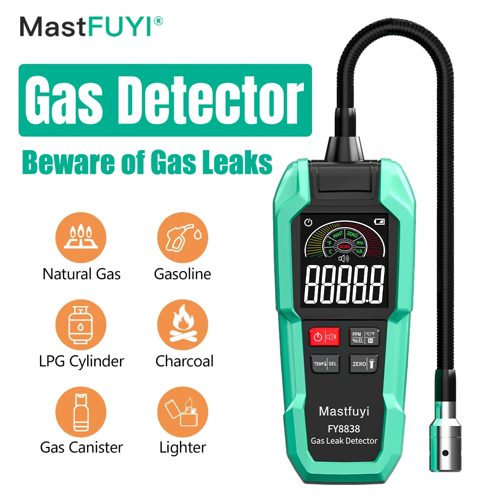 MASTFUYI Portable Gas Leak Detector Natural Gas Detector Combustible Gas Detector With Audible And Visual Alarm Gas Sniffer Test
MASTFUYI Portable Gas Leak Detector Natural Gas Detector Combustible Gas Detector With Audible And Visual Alarm Gas Sniffer Test