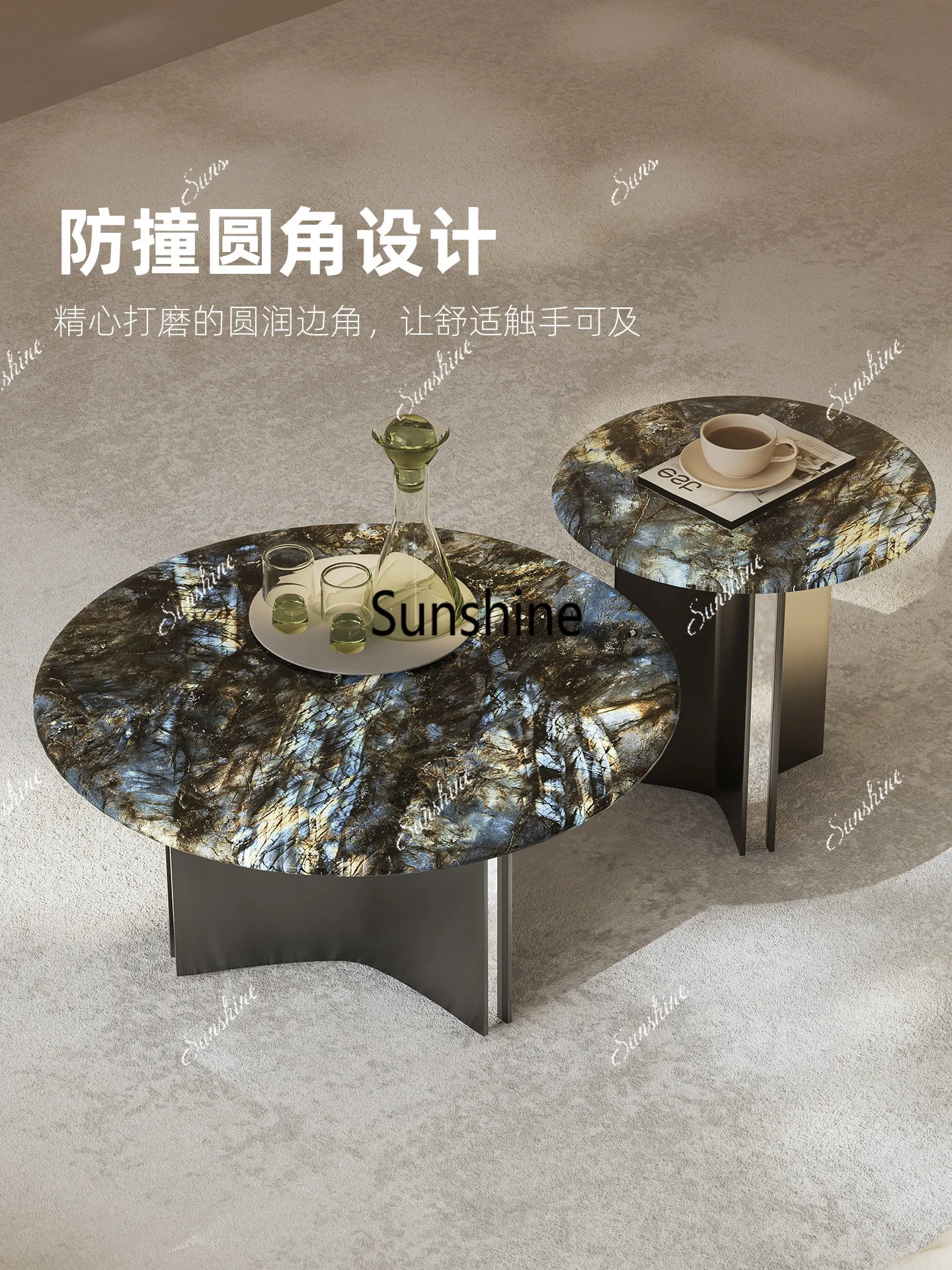 Italian senior living room household size round tea table combination
Italian senior living room household size round tea table combination