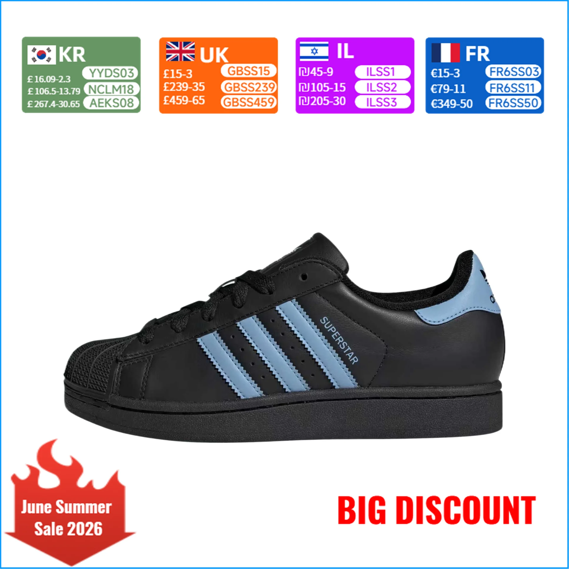 adidas Originals Superstar 2 Stylish, versatile, comfortable, trendy low-top casual shoes Women's Black JS1338
adidas Originals Superstar 2 Stylish, versatile, comfortable, trendy low-top casual shoes Women's Black JS1338
