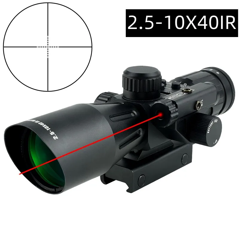 2.5-10x40IR with Red Laser Aim Shooting Scope Tactical Combo Optic Adjustable Rifle Scope Cross-Hair Reticle Hunting Accessories
2.5-10x40IR with Red Laser Aim Shooting Scope Tactical Combo Optic Adjustable Rifle Scope Cross-Hair Reticle Hunting Accessories