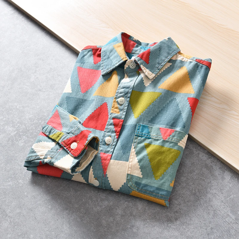 Washed Pure Cotton Long Sleeve Geometric Print Loose Fit Men's Shirt Trendy Youth Casual Workwear Spring Season Spring 2023
Washed Pure Cotton Long Sleeve Geometric Print Loose Fit Men's Shirt Trendy Youth Casual Workwear Spring Season Spring 2023