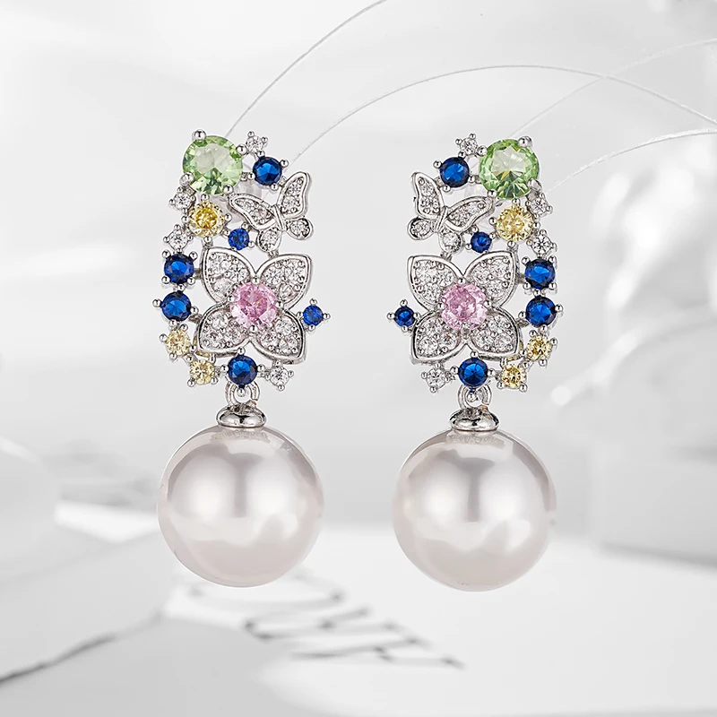 SENYU Beautiful CZ Flower with Butterfly Dangle Fashion Women Wedding Earring Round Shape White Pearl Dubai Jewelry for Party
SENYU Beautiful CZ Flower with Butterfly Dangle Fashion Women Wedding Earring Round Shape White Pearl Dubai Jewelry for Party