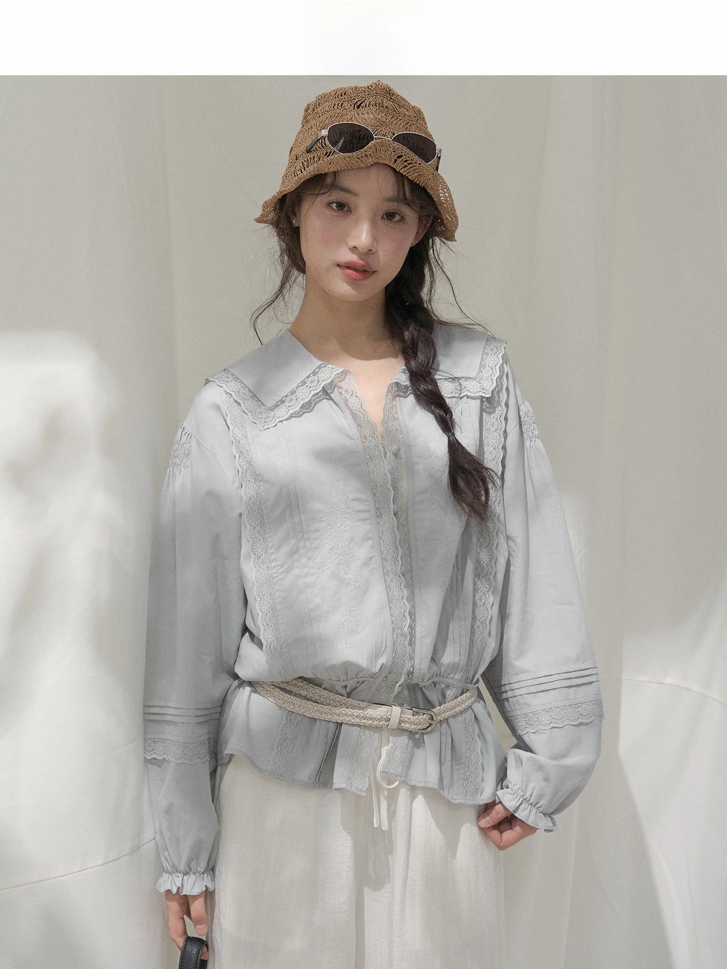 LOLOL Navy Collar Loose Long Sve Women's irt Ele Casual Sle Breathable Cotton Spring Faion Top
LOLOL Navy Collar Loose Long Sve Women's irt Ele Casual Sle Breathable Cotton Spring Faion Top