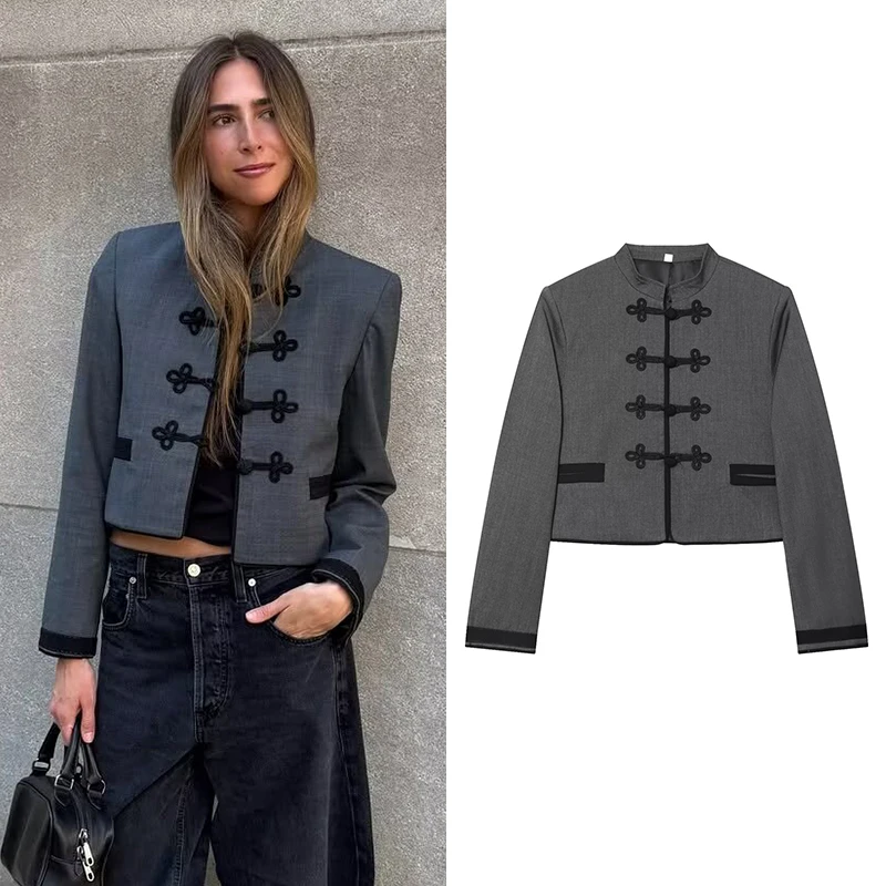 Women's Blazer Fashion Rope Knot Buckle Blazer Women Vintage Short Blazer Coats Female Outerwear Chic Tops
Women's Blazer Fashion Rope Knot Buckle Blazer Women Vintage Short Blazer Coats Female Outerwear Chic Tops