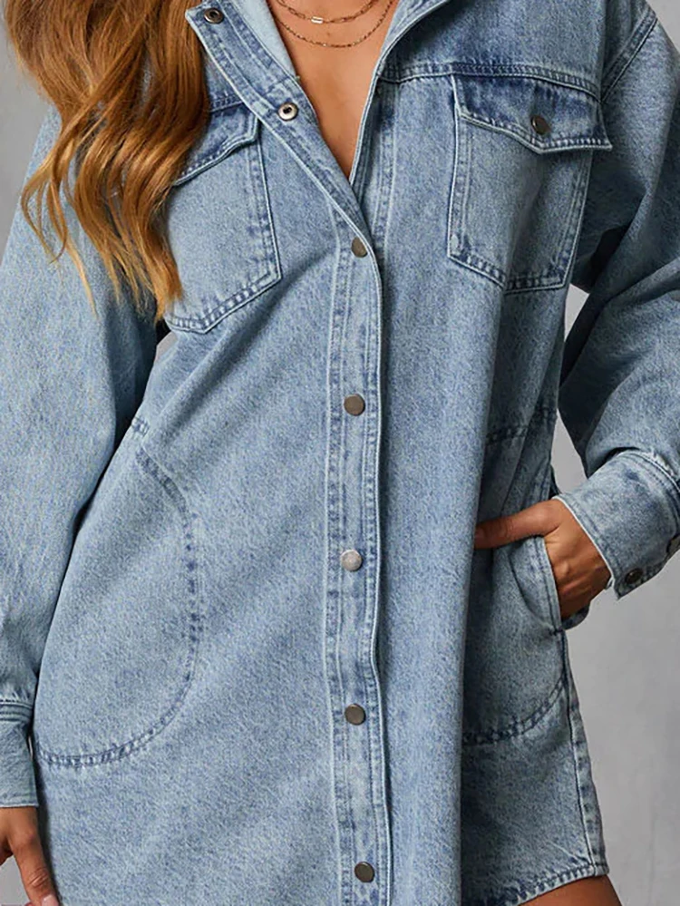 Casual Long Sleeve Street Outercoats Fashion Lapel Collar Loose Denim Jackets Women's Elegant Single breasted Solid Color Coats
Casual Long Sleeve Street Outercoats Fashion Lapel Collar Loose Denim Jackets Women's Elegant Single breasted Solid Color Coats