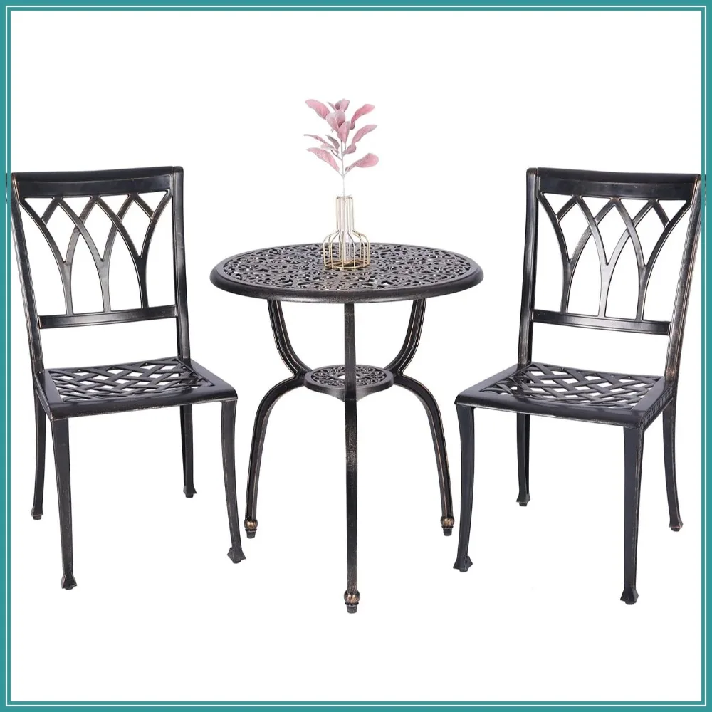 3-Piece Patio Bistro Set Cast Aluminum Dining Table for Lawn Garden Backyard Copper
3-Piece Patio Bistro Set Cast Aluminum Dining Table for Lawn Garden Backyard Copper