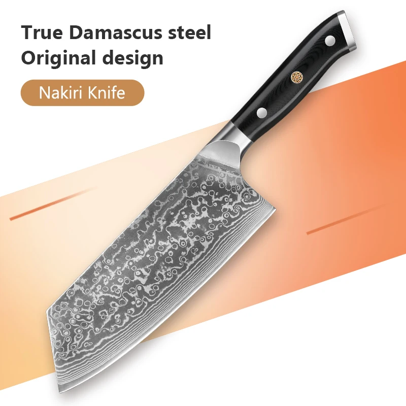 7-inch professional Japanese Nakiri knife, 67-layer Damascus steel, VG10 core, super sharp meat and vegetable kitchen knife
7-inch professional Japanese Nakiri knife, 67-layer Damascus steel, VG10 core, super sharp meat and vegetable kitchen knife