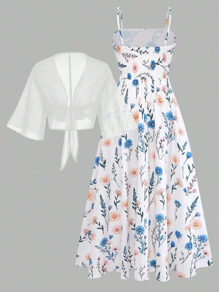 Womens Floral Chiffon Dress With Sheer Cover Up Two Piece Set Spring Casual Holiday Outfit
Womens Floral Chiffon Dress With Sheer Cover Up Two Piece Set Spring Casual Holiday Outfit