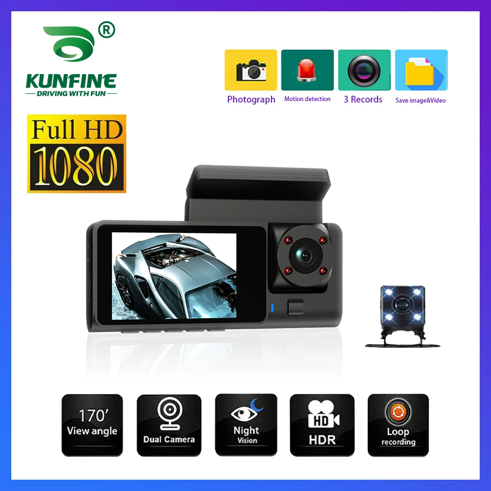 2 Inch Car Dash Cam DVR 3 Cameras Recording Video Parking Monitoring 1080P Sensor IPS Night HD Vision Cycle Recording Video
2 Inch Car Dash Cam DVR 3 Cameras Recording Video Parking Monitoring 1080P Sensor IPS Night HD Vision Cycle Recording Video