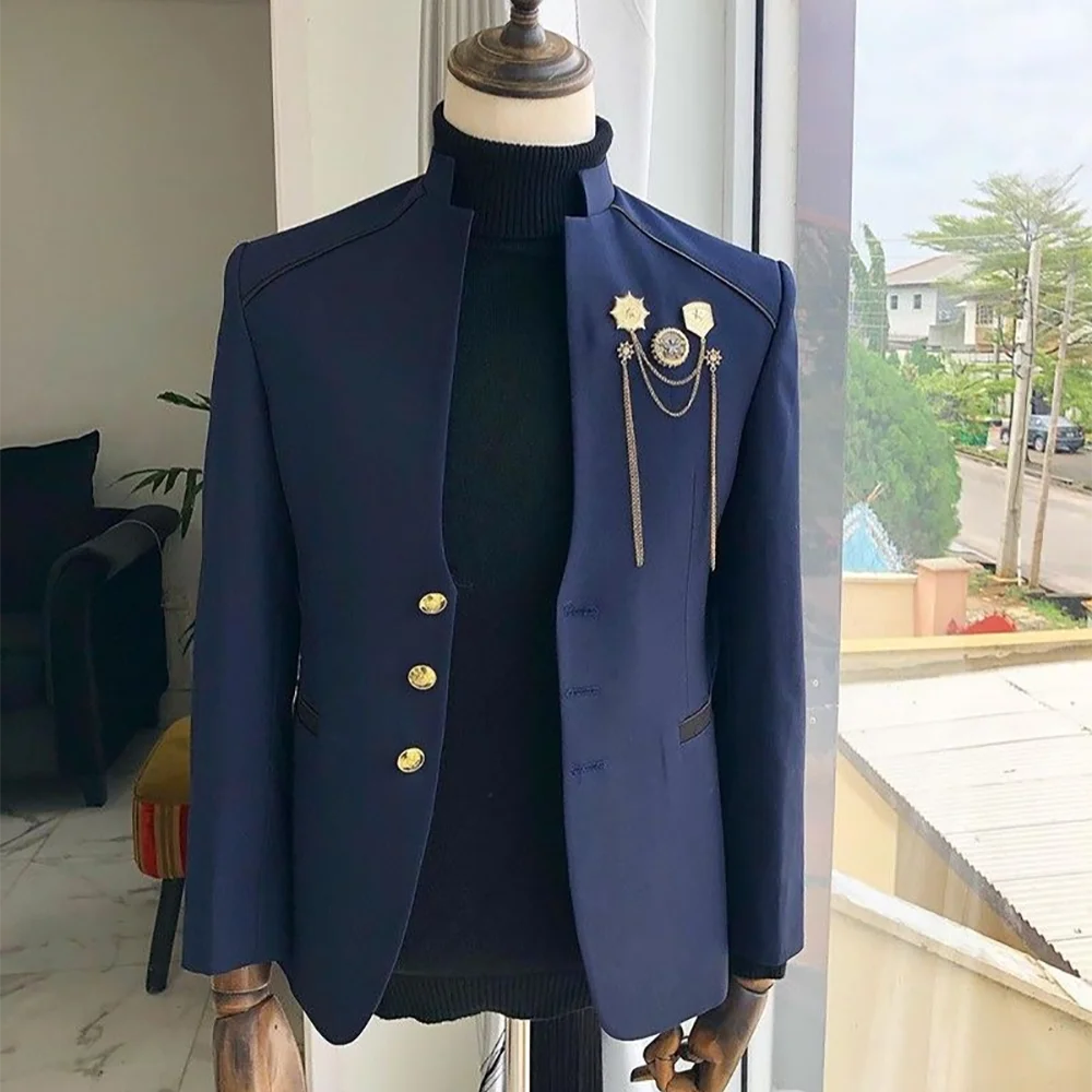 Solid Color Men's Suit Classic Fit Stand Collar Single Breasted Formal Blazer Male Clothing Two Pieces Business Party Man Set
Solid Color Men's Suit Classic Fit Stand Collar Single Breasted Formal Blazer Male Clothing Two Pieces Business Party Man Set