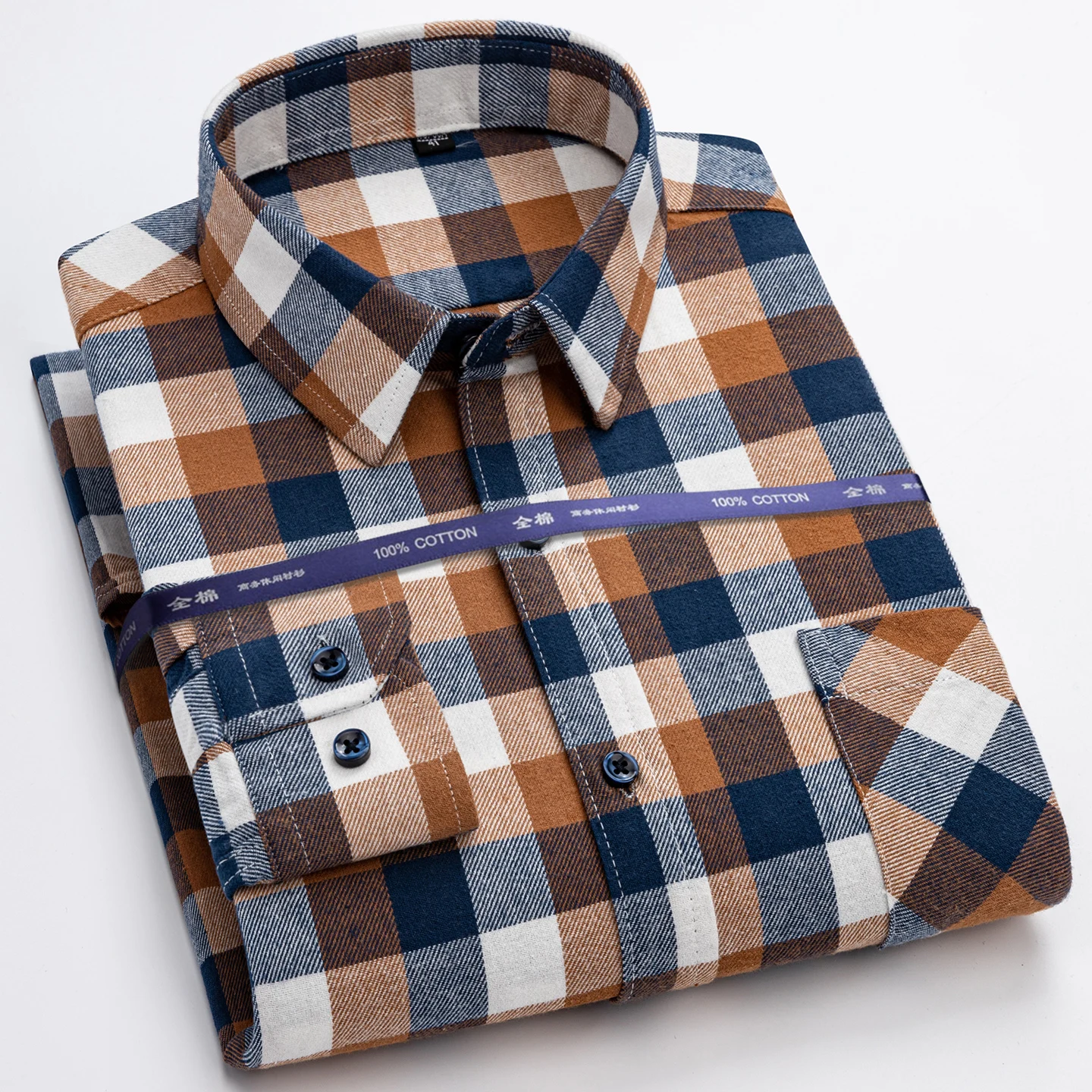 New men's long-sleeved brushed pure cotton shirt - seasonal checkered casual trendy street-wear versatile for all seasons
New men's long-sleeved brushed pure cotton shirt - seasonal checkered casual trendy street-wear versatile for all seasons