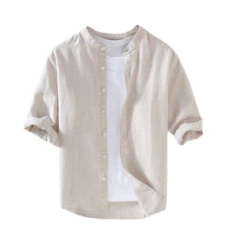 Japanese Retro Short Sleeve Cotton Linen Shirts Male Breathable Summer Clothes for Men Casual Half Sleeves Stand Collar Shirt
Japanese Retro Short Sleeve Cotton Linen Shirts Male Breathable Summer Clothes for Men Casual Half Sleeves Stand Collar Shirt