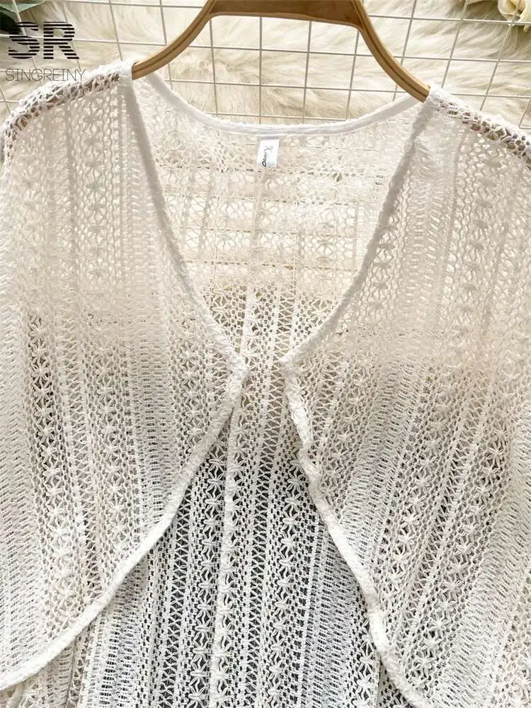 BabYoung Beach Sunscreen Loose Shirt Women Hollow Out Design Long Sleeve Blouse Vacation Summer Korean Casual Knit Cardigans
BabYoung Beach Sunscreen Loose Shirt Women Hollow Out Design Long Sleeve Blouse Vacation Summer Korean Casual Knit Cardigans