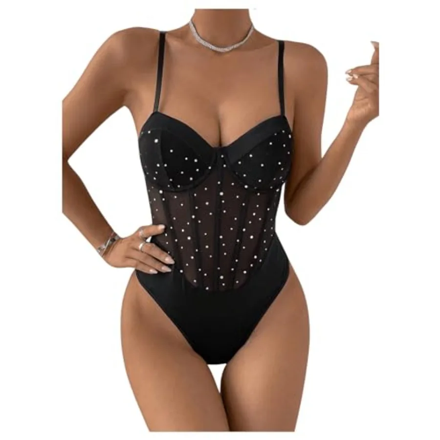 SweatyRocks Women's Corset Bodysuit Mesh Sheer Sleeveless Cami Jumpsuit Shirts Tops
SweatyRocks Women's Corset Bodysuit Mesh Sheer Sleeveless Cami Jumpsuit Shirts Tops