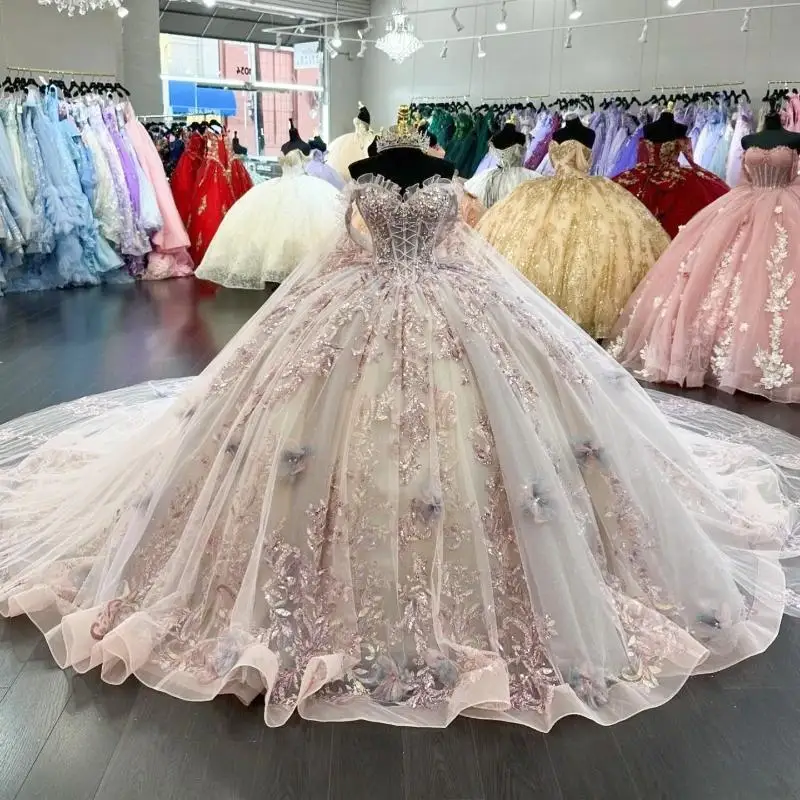 Light Pink Quinceanera Dresses Ball Gown Off The Shoulder Glitter Sequins Lace Crystal Tull Birthday Party Sweet 16 Dress Vestid
Light Pink Quinceanera Dresses Ball Gown Off The Shoulder Glitter Sequins Lace Crystal Tull Birthday Party Sweet 16 Dress Vestid