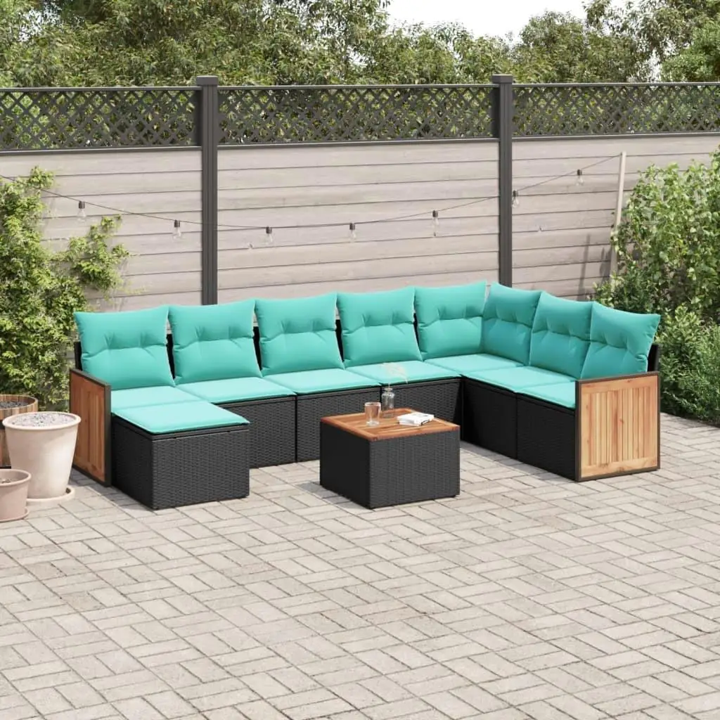 9 Piece Patio Sofa Set Black Poly Rattan Outdoor Cushioned Furniture Garden Lounge Set
9 Piece Patio Sofa Set Black Poly Rattan Outdoor Cushioned Furniture Garden Lounge Set