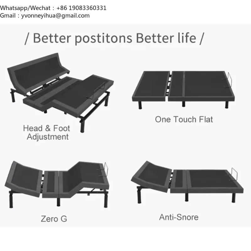 Zero-Gravity Electric Massage Split Adjustable Bed Base Lift Bed Frame
Zero-Gravity Electric Massage Split Adjustable Bed Base Lift Bed Frame