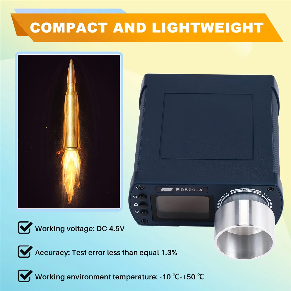 【Новый пользовательский компонент!】E9800-X Тестер скорости ЖК-экран Хронограф FPS Мощный охотничий хроноскоп Тестер скорости
【Новый пользовательский компонент!】E9800-X Тестер скорости ЖК-экран Хронограф FPS Мощный охотничий хроноскоп Тестер скорости