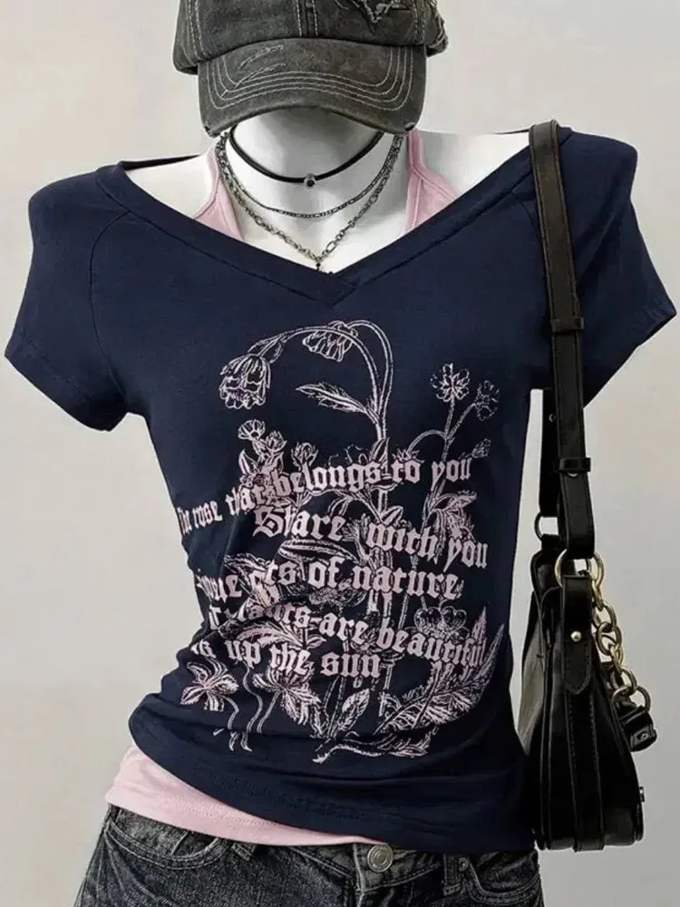 Y2K summer fashion print retro sexy slim fit short sleeved European and American sexy spicy girl polyester round neck pullover T
Y2K summer fashion print retro sexy slim fit short sleeved European and American sexy spicy girl polyester round neck pullover T