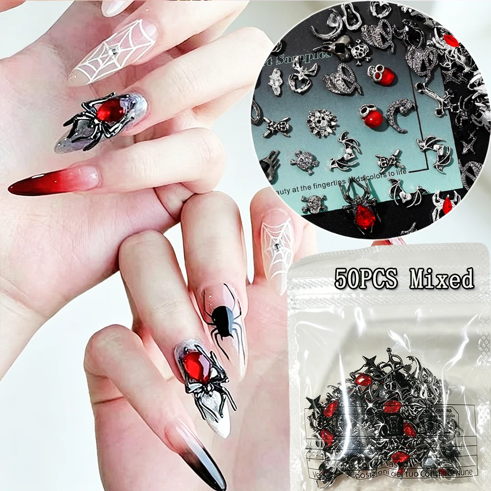 100/50Pcs Halloween Black Style Nail Charms Mixed 3D Luxury Red Gemstone Spider/Cross/Skull/Bat/Snake Alloy Nail Decor NailJewel
100/50Pcs Halloween Black Style Nail Charms Mixed 3D Luxury Red Gemstone Spider/Cross/Skull/Bat/Snake Alloy Nail Decor NailJewel