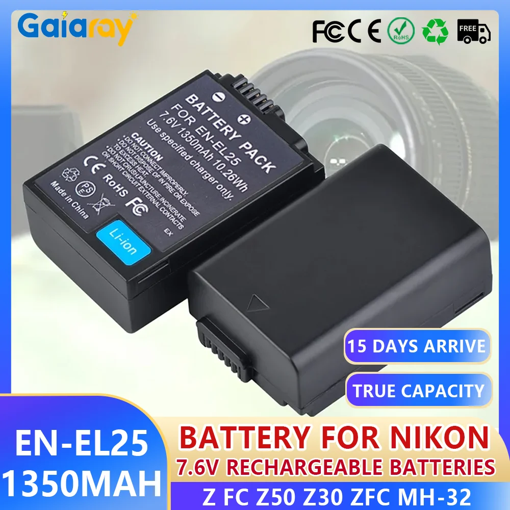 EN-EL25 Battery 1350mAH Rechargeable Li-ion Battery for Nikon ENEL25 ENEL25B Z50 Z30 ZFC Z 50 Z FC Mirrorless Digital Cameras
EN-EL25 Battery 1350mAH Rechargeable Li-ion Battery for Nikon ENEL25 ENEL25B Z50 Z30 ZFC Z 50 Z FC Mirrorless Digital Cameras