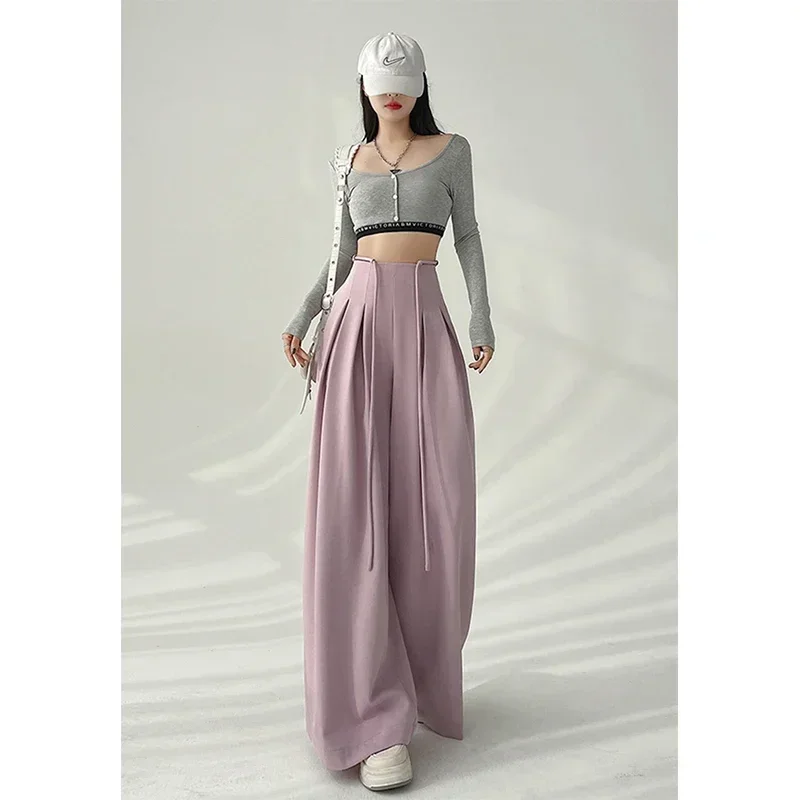 Korean Fashion Streetwear Wide Leg Pants Women Black High Waist Suit Pants Summer Fashion Elegant Lace Up Straight Trousers New
Korean Fashion Streetwear Wide Leg Pants Women Black High Waist Suit Pants Summer Fashion Elegant Lace Up Straight Trousers New